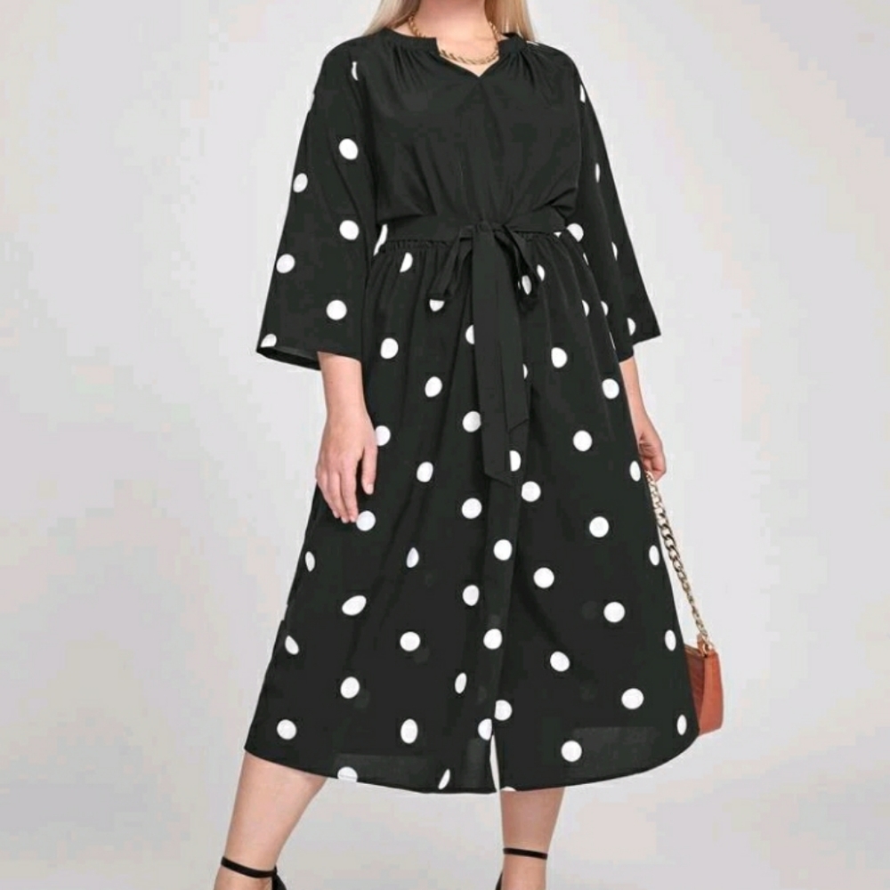 NEW Plus Polka Dot Elegant Dress